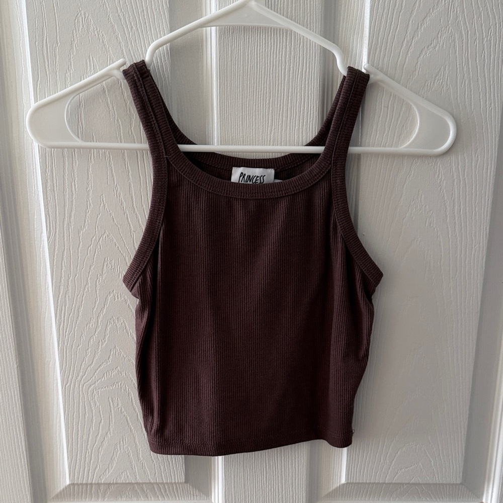 Prince Ribbed Tank Top — Dark Brown